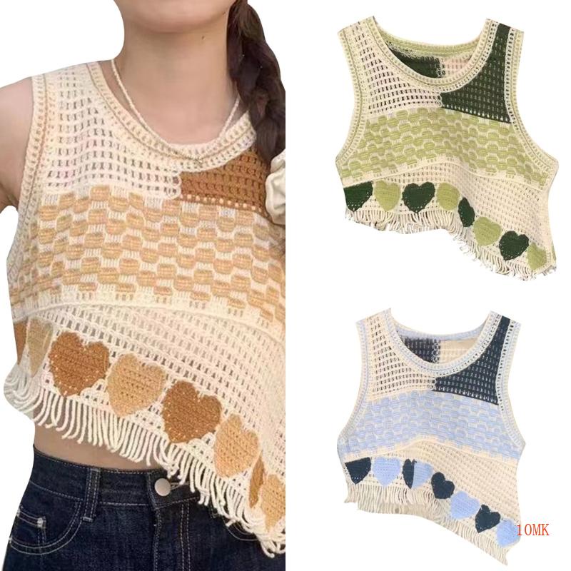 Xiangbao Áo Sơ Mi Dệt Kim Không Tay Dáng Rộng Dễ Thương Ngọt Ngào Mùa Hè