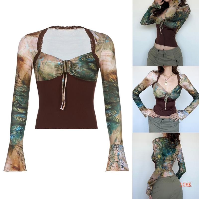 Áo Kiểu Cổ Vuông Màu Trơn Phối Dây Cột Thời Trang Quyến Rũ Cho Nữ