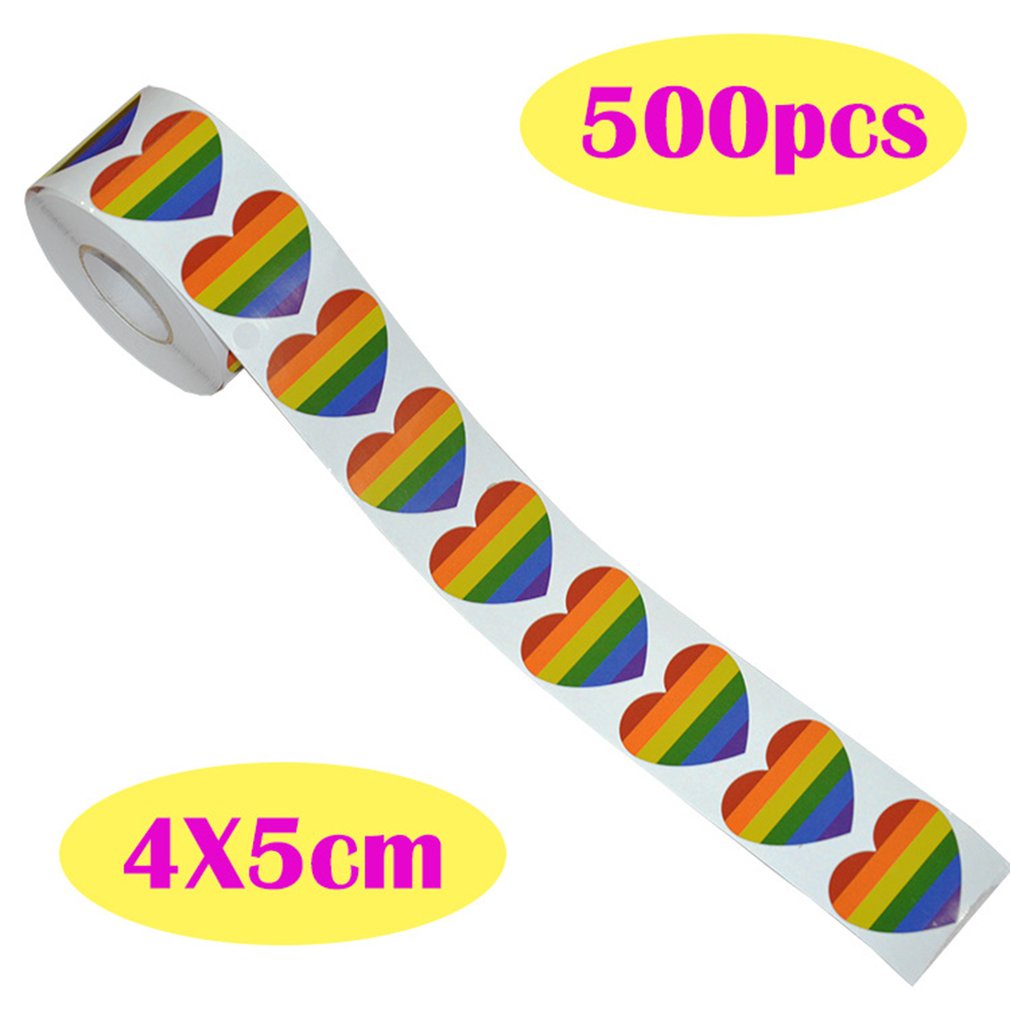 =Christmas=500PCS Sticker Heart-shaped Rainbow Transgender Bisexual Asexual Paper Sticker