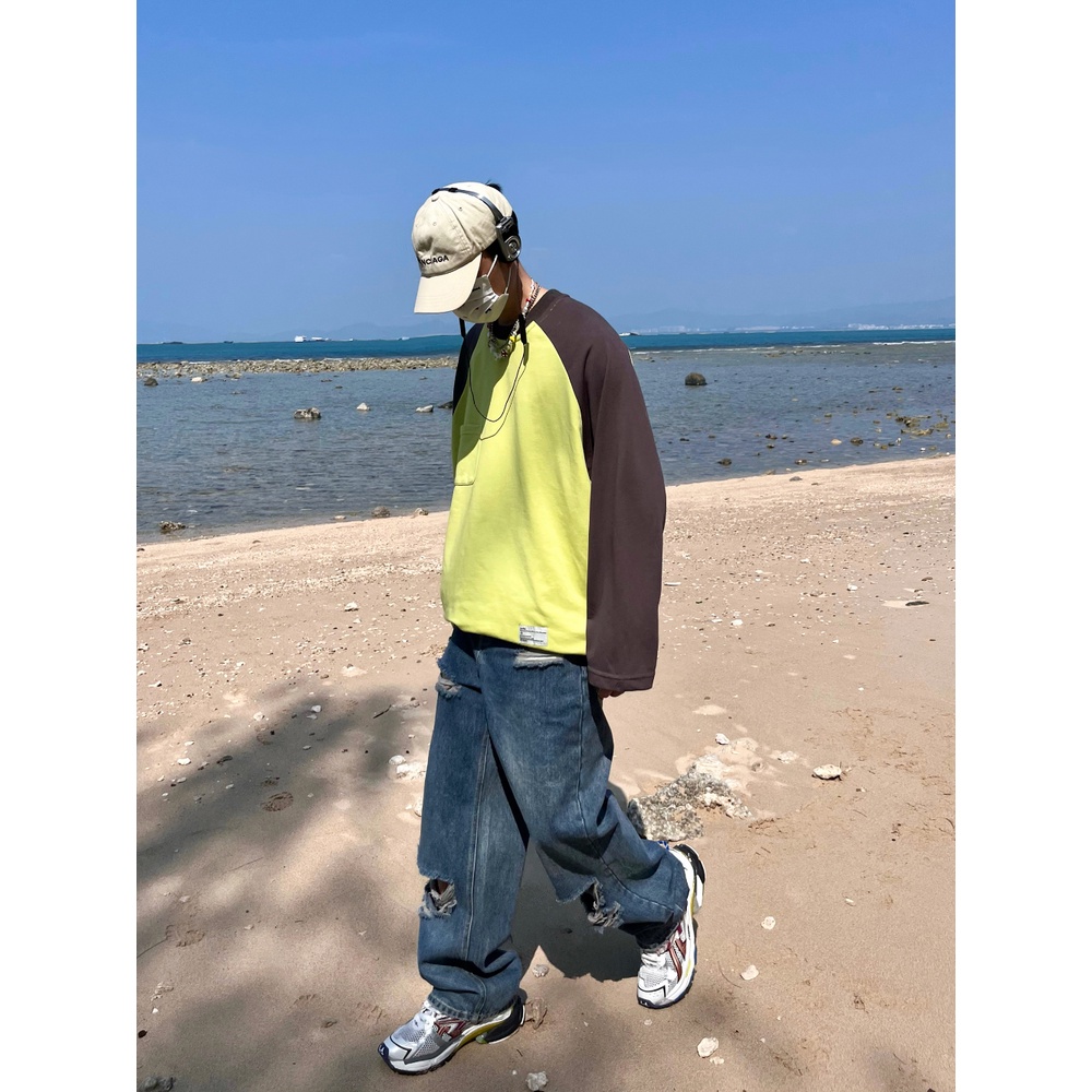 Hàng Mới Về Ucpg Quần Jean Dài Dáng Rộng Rách Gối Phong Cách Đường Phố Trẻ Trung Thời Trang Mùa Hè Dành Cho Nam