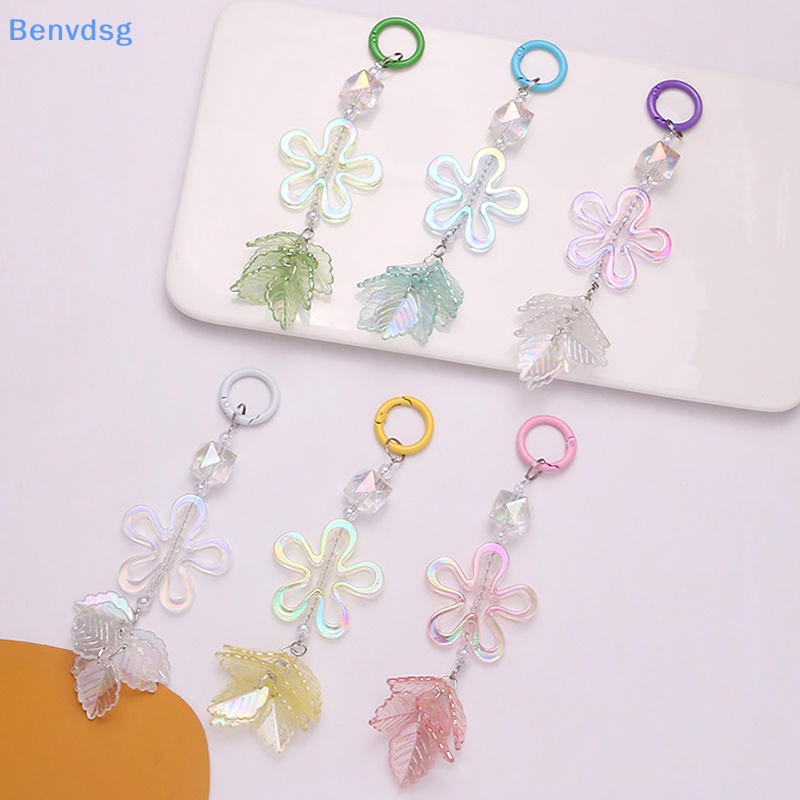 Benvdsg &gt; Móc Chìa Khóa Xe Hơi Bằng Acrylic Năm Cánh Họa Tiết Hoa Lá Mạ Màu Sáng Tạo Trang Trí Túi Xách