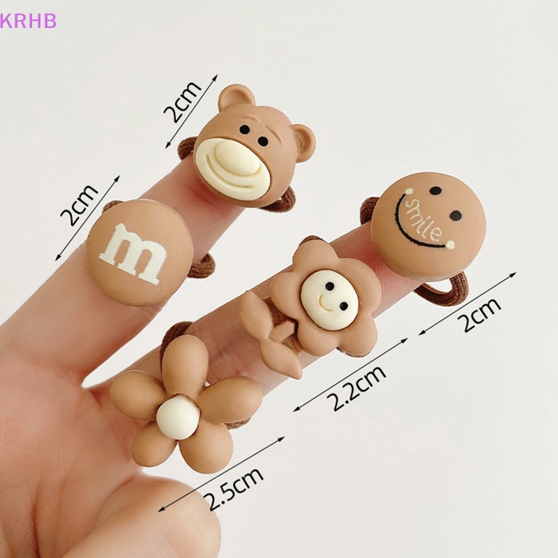 Set 10 Dây Cột Tóc Co Giãn Hình Gấu / Thỏ Mini Dễ Thương Cho Bé Gái Mới