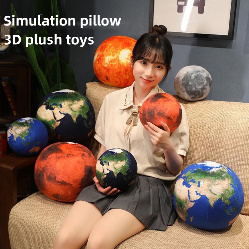 Gối Nhồi Bông Mềm Hình Trái Đất / Mặt Trời / Mặt Trăng 3D Dùng Làm Quà Tặng / Trang Trí