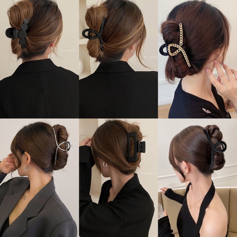 Bộ Sưu Tập Kẹp Tóc Màu Đen Nhám Phiên Bản Hàn Quốc Mới