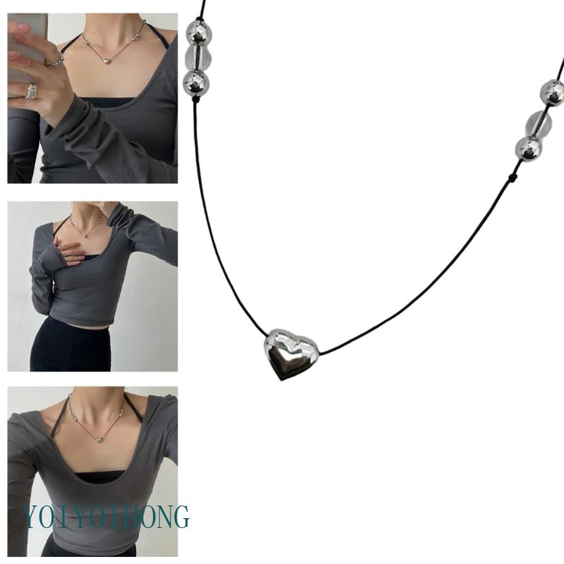Vòng Cổ Choker Mặt Trái Tim Lớn Phong Cách Tối Giản