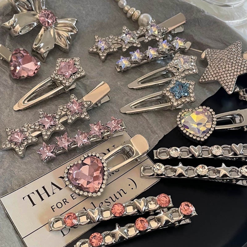 Kẹp Tóc Kim Loại Đính Đá Phong Cách Hàn Quốc Mới