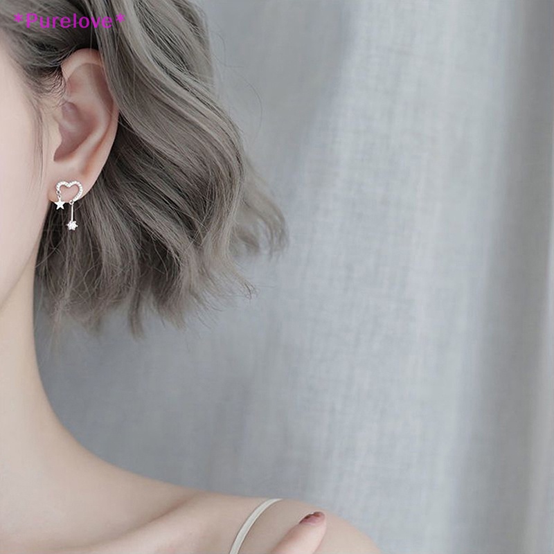 1 Đôi Bông Tai Hình Ngôi Sao / Trái Tim Phối Tua Rua Phong Cách Âu Mỹ Thời Trang Cho Nữ Mới