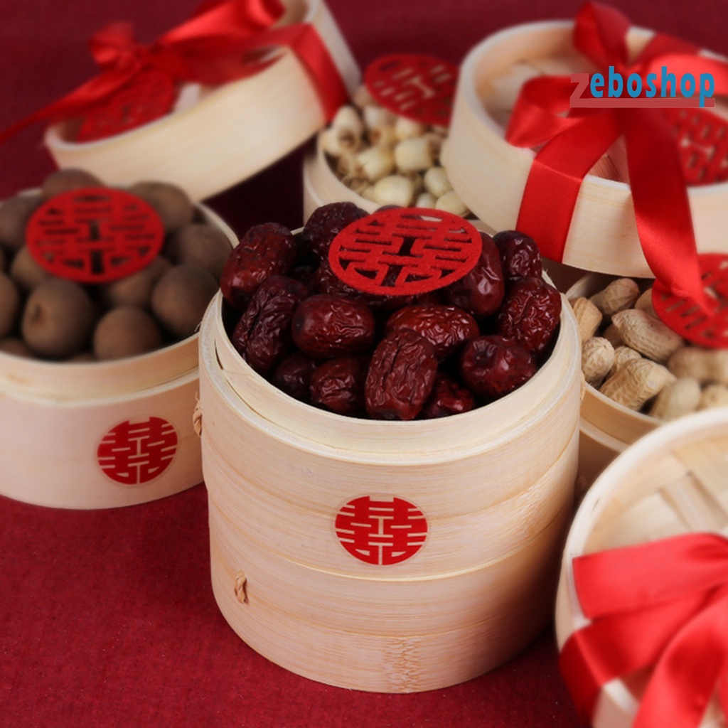 Rổ Hấp Bánh Bao Bằng Gỗ Tre Có Nắp Đậy Tiện Dụng