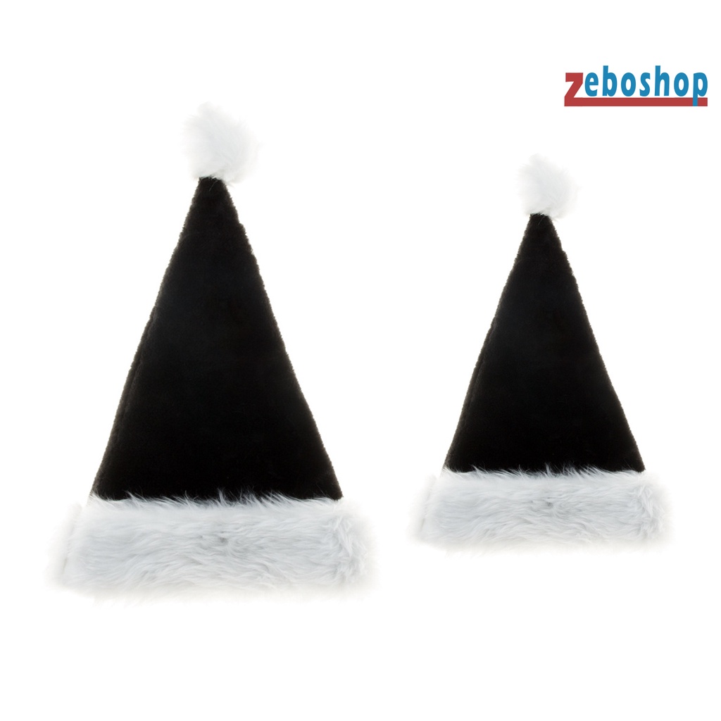Mũ Ông Già Noel Bằng Lông Nhung Mềm Mại Màu Đen Bắt Mắt Rộng Dùng Trang Trí Nhà Cửa
