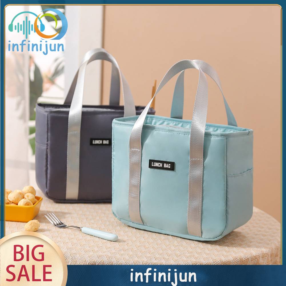 Túi Đựng Hộp Cơm Trưa Giữ Nhiệt Dung Tích Lớn Bằng Vải Oxford Cho Hoạt Động Ngoài