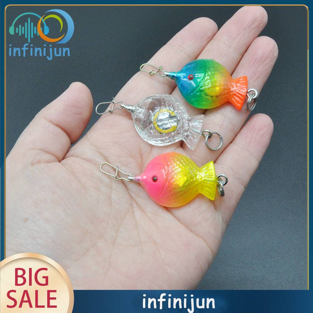 Mồi Câu Cá Giả Gắn Đèn LED Nhiều Màu Xoay 360 Độ