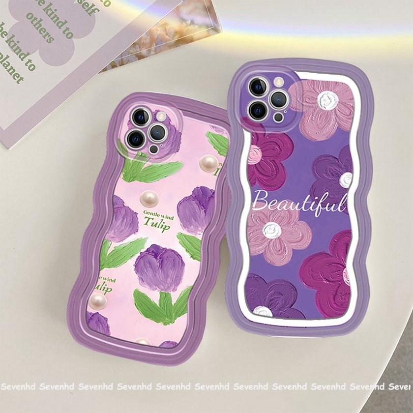 Ốp Điện Thoại Mềm Họa Tiết Hoa Tím Thời Trang Cho iPhone 14 13 12 11 Pro Max Xs Max Xr X 7 8 6 6s Plus