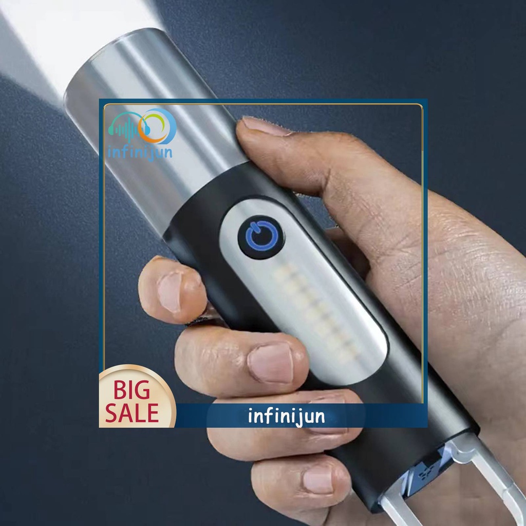 Móc Khóa Đèn Pin Mini 4 Chế Độ 1200mAh Chống Nước Kèm Chụp Đèn