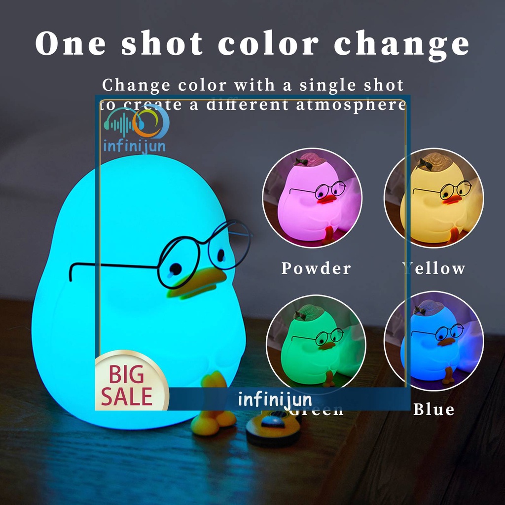 Đèn Ngủ Để Bàn 800mAh Bằng Silicon Mềm Hình Vịt Dễ Thương