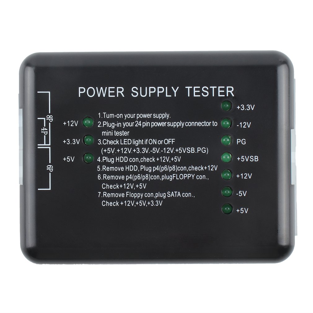 Power Supply Tester LED 20/24 Pin PSU ATX SATA HDD Testing Measuring Meter