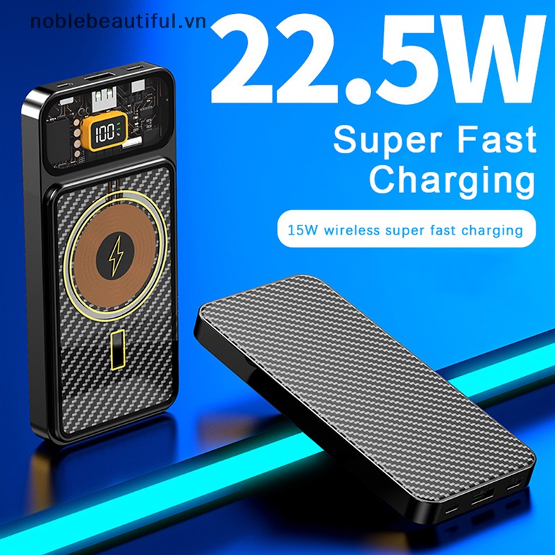 Đế Sạc Nhanh Không Dây 20000mAh PD 22.5W Thiết Kế Trong Suốt Từ Tính Tiện Dụng