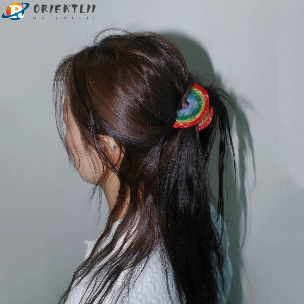 Kẹp Tóc Càng Cua Màu Cầu Vồng Phong Cách Vintage