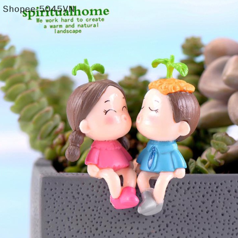 1 Bộ Tượng Cặp Đôi Trang Trí Vườn Nhà Búp Bê