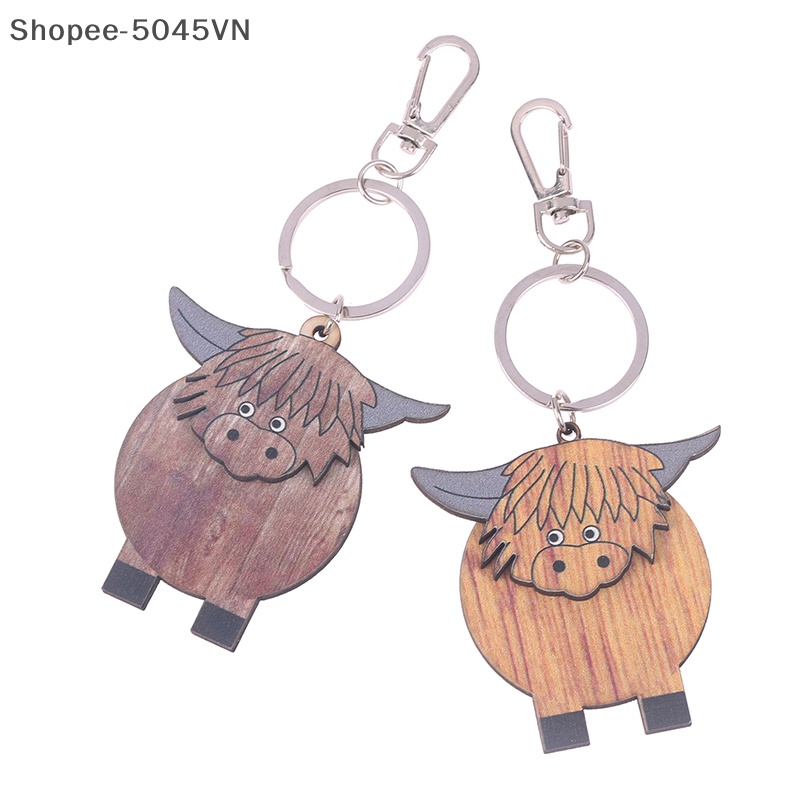 [Hàng Có Sẵn] Móc Khóa Hình Bò Sữa Highland Vui Nhộn Sáng Tạo (H)