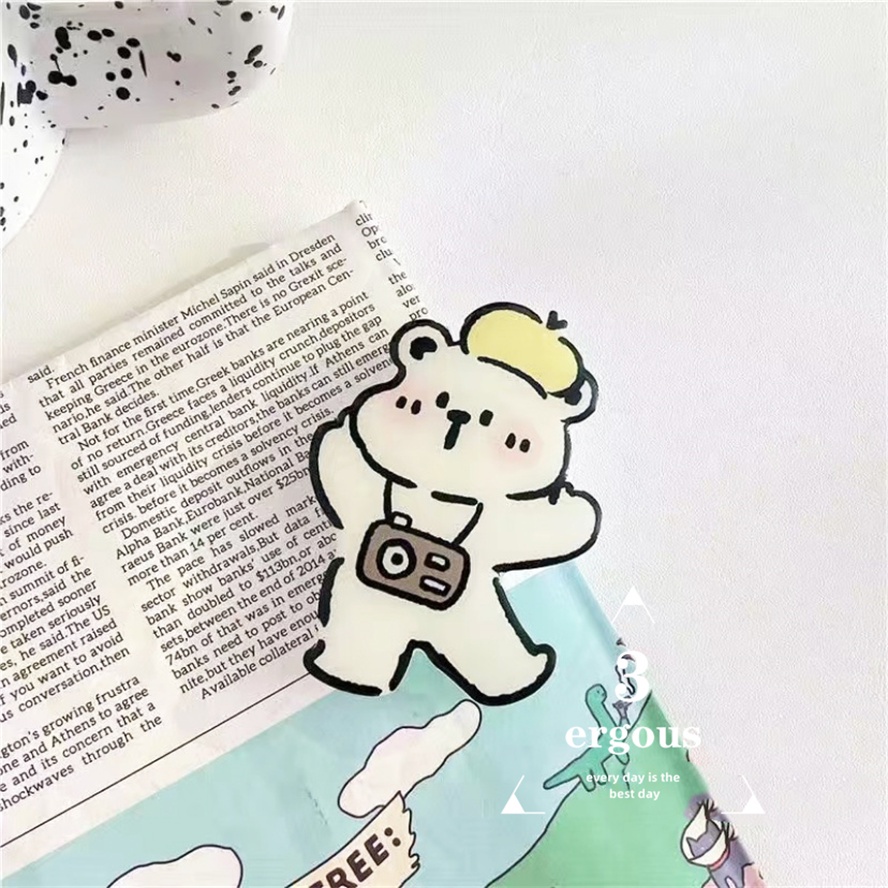 Ốp Điện Thoại Màu Đen Hình Động Vật Hoạt Hình Dễ Thương Có Vòng Đỡ Túi Khí Xếp Gọn Để Bàn