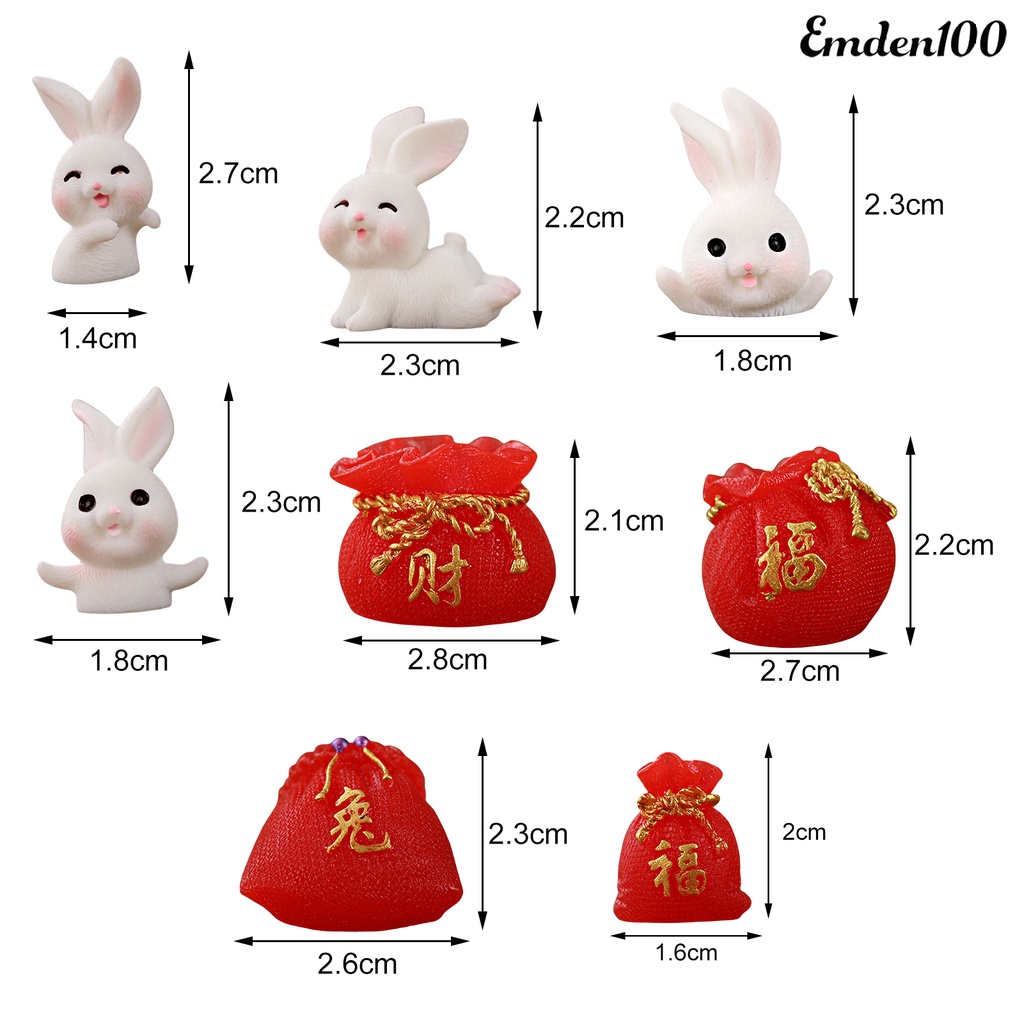 Set 2 Phụ Kiện Trang Trí Tiểu Cảnh Hình Thỏ Hoàng Đạo Bằng Nhựa Resin