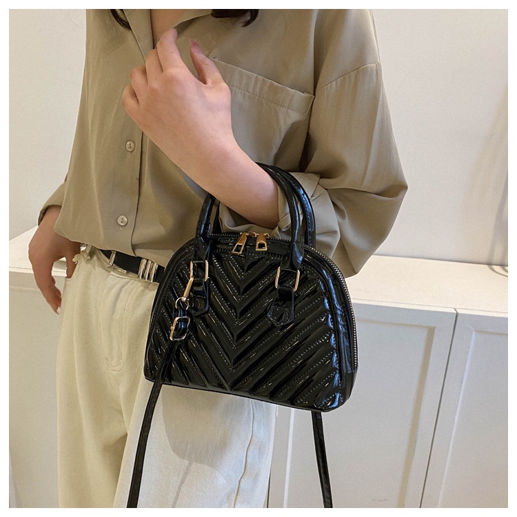 Túi Xách JASMIN NOIR Tote Nhỏ Bằng Da Bóng Kẻ Sọc Thời Trang Cho Nữ