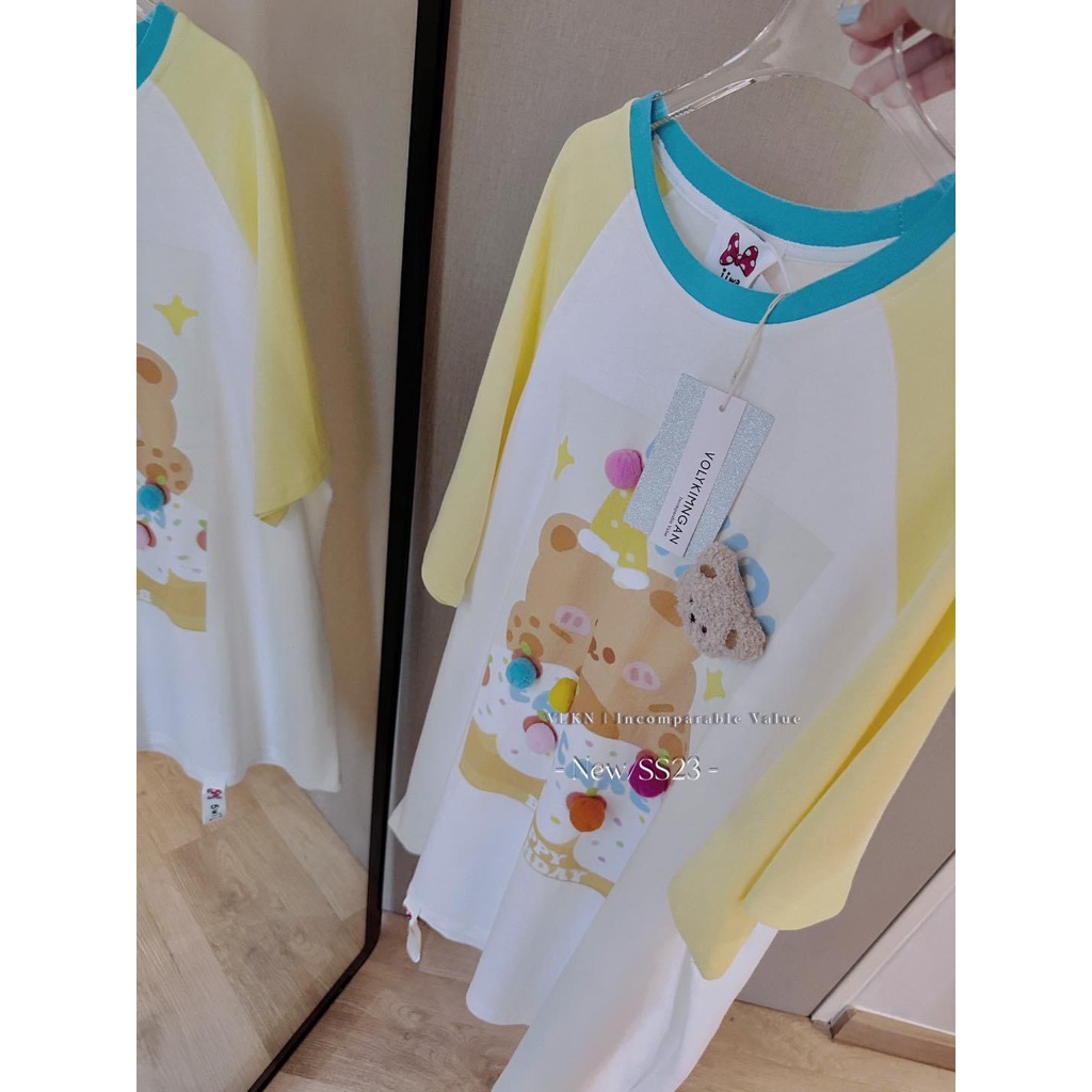 Áo thun gấu tay màu ca.ke jiwa