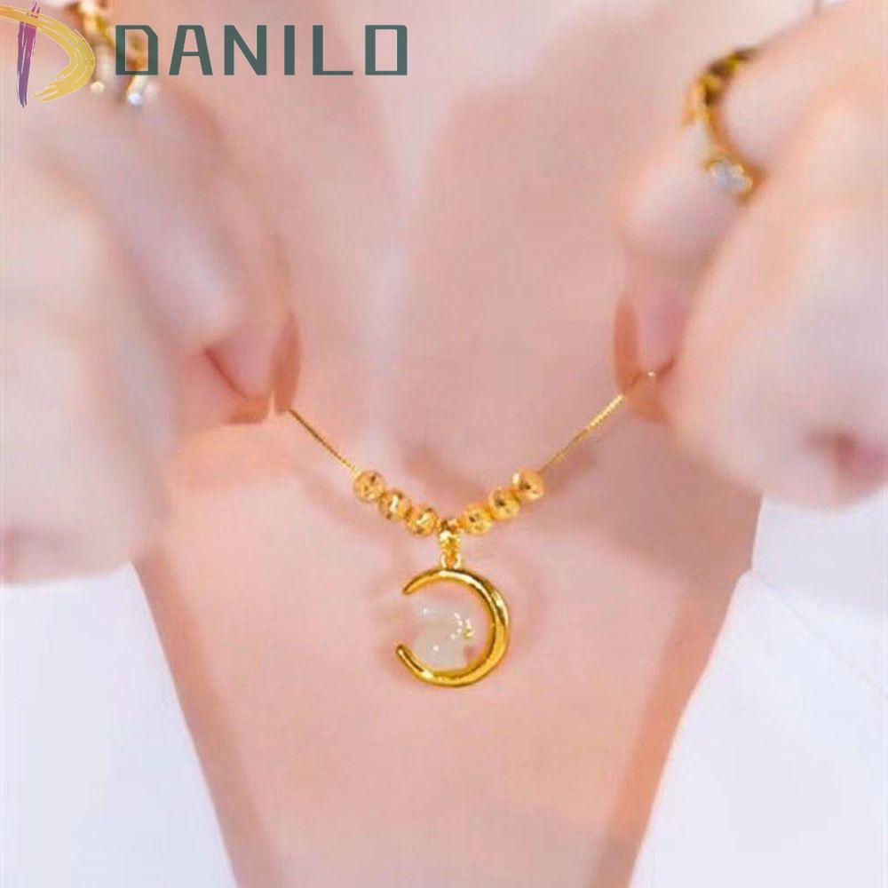 Danilo Vòng cổ Đính Hạt Hình Thỏ Và Mặt Trăng Thiết Kế Cổ Tích Thanh Lịch Cho Nữ