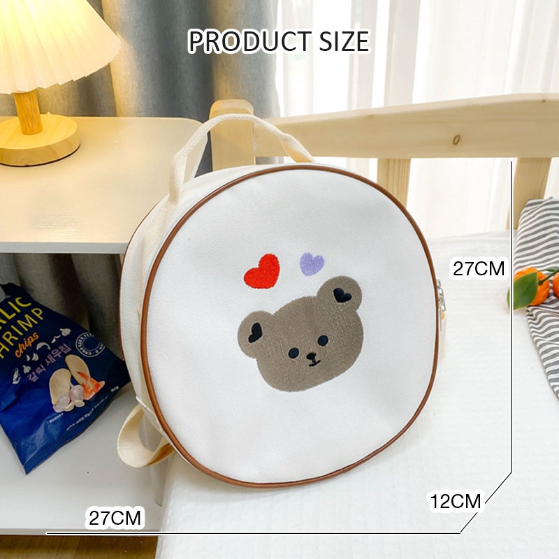 Ba Lô Đi Học Hình Tròn Họa Tiết Chú Gấu / Thỏ Dễ Thương Cho Bé Mẫu Giáo