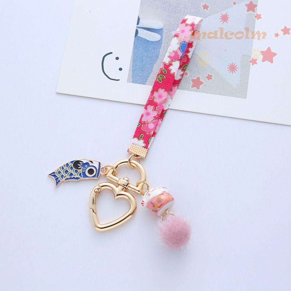 Móc Chìa Khóa Xe Hơi Hình Mèo May Mắn / Hoa Anh Đào Dễ Thương