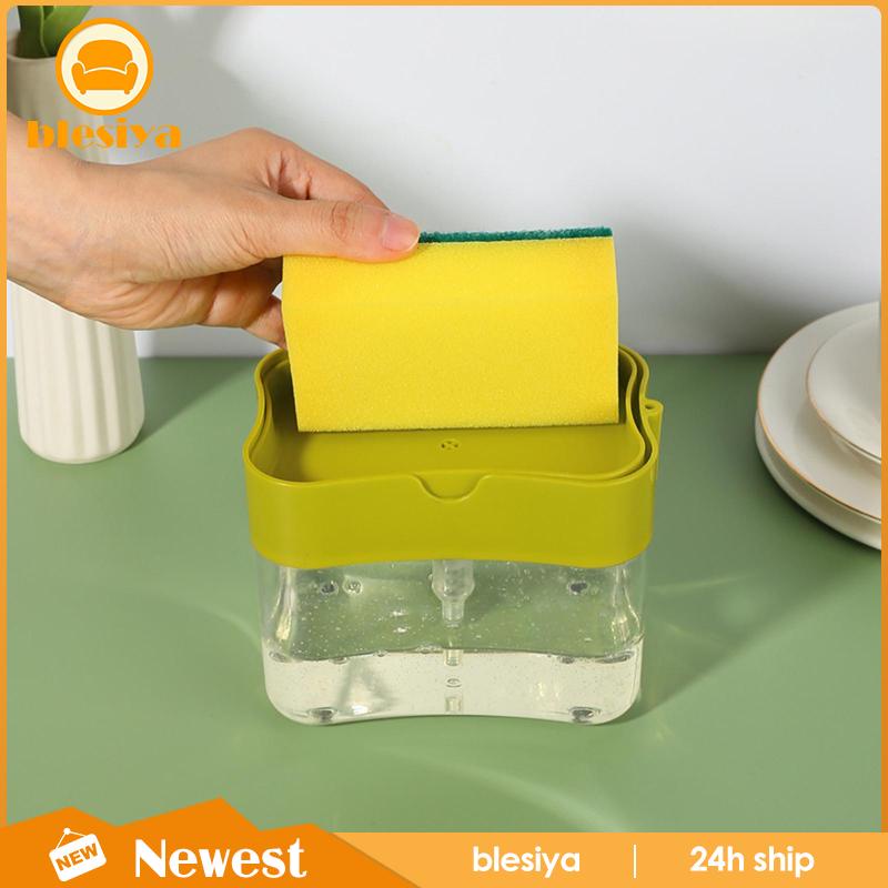 Bình Đựng Xà Phòng Và Giá Đỡ Bọt Biển Rửa Chén Dạng Bơm Tiện Dụng Cho Nhà Bếp