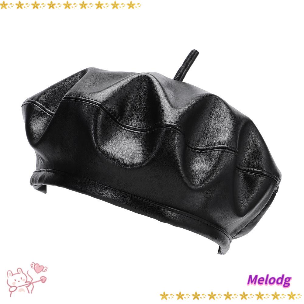 Mũ Beret Da Màu Đen Phong Cách Pháp Thời Trang Cho Nữ