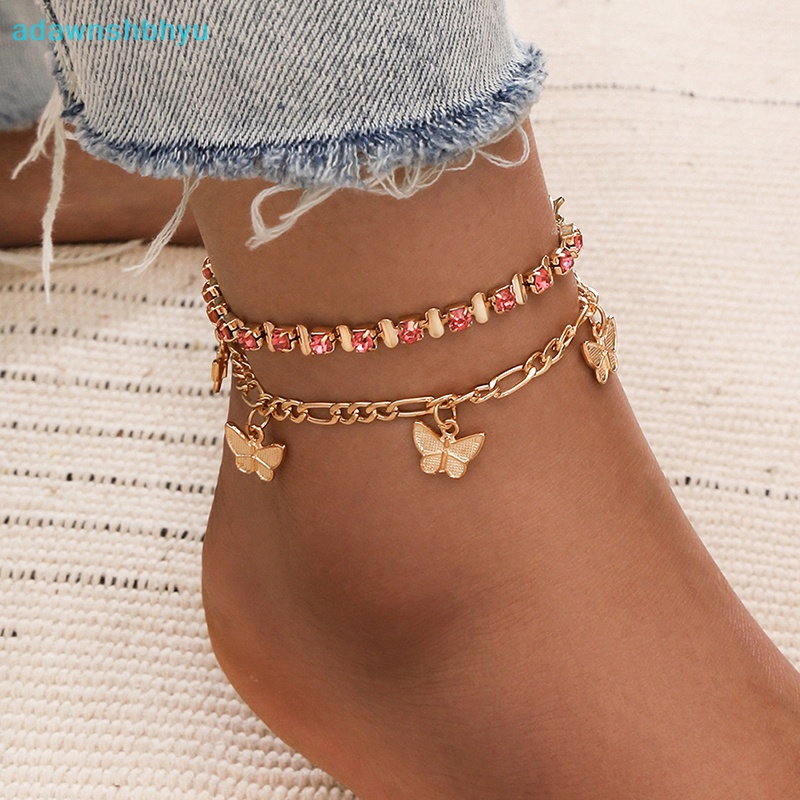 Vòng Đeo Chân Dạng Chuỗi Hạt Hình Bướm Màu Vàng Phong Cách Bohemia Thời Trang Mùa Hè Cho Nữ