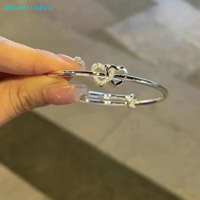 Vòng Tay Hai Lớp Hình Trái Tim Màu Bạc Thời Trang Cho Nữ