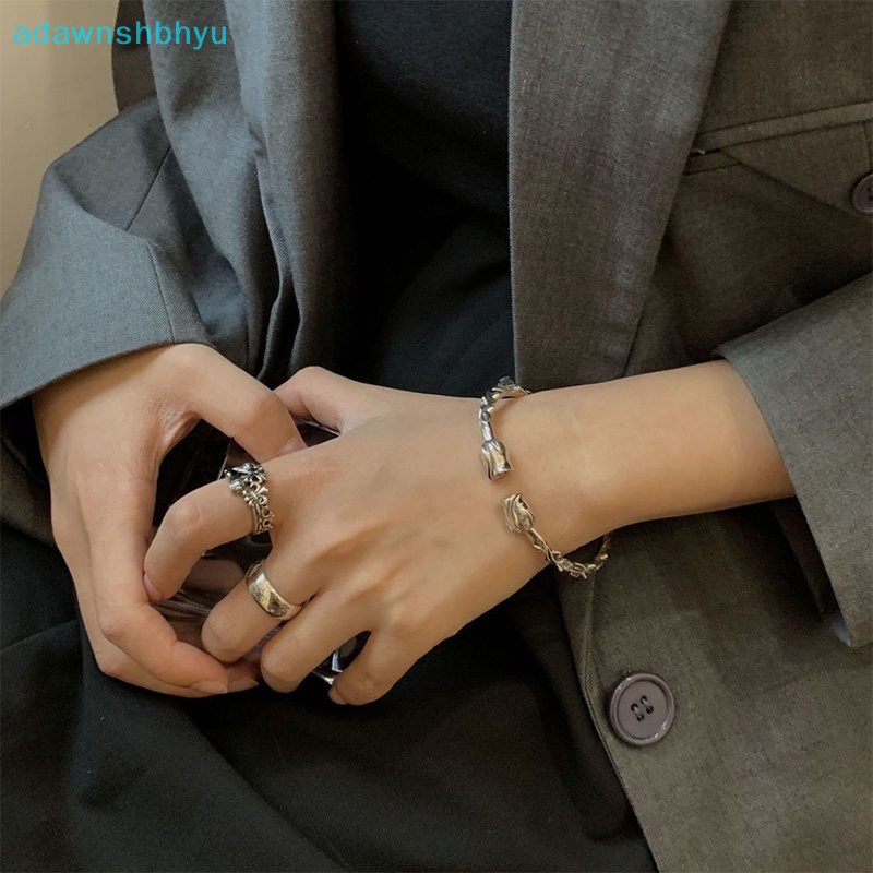 Vòng Đeo Tay Dạng Mở Màu Bạc Hình Hoa Hồng Đơn Giản Sáng Tạo Cho Nữ