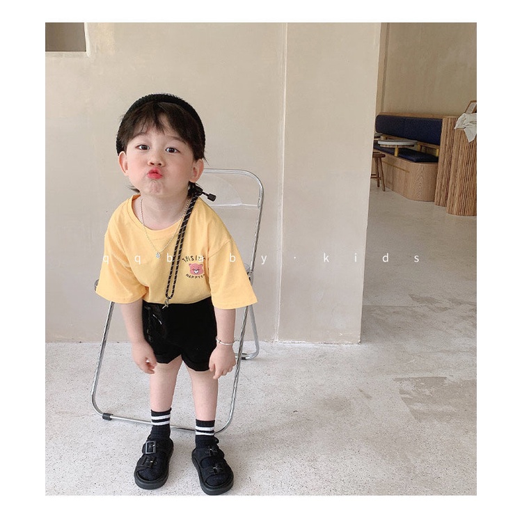 Áo Thun 100% Cotton Tay Ngắn In Họa Tiết Hoạt Hình Dễ Thương Phong Cách Hàn Quốc Thời Trang Mùa Hè Cho Bé Trai Và Gái