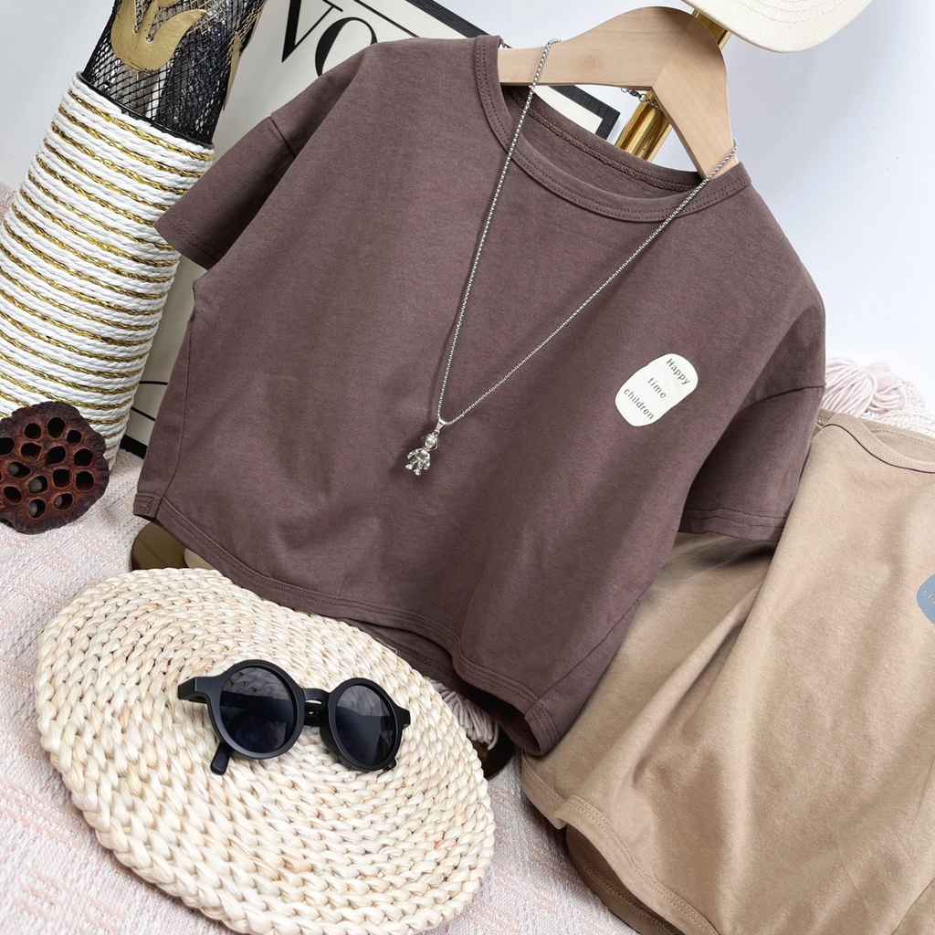 Áo Thun Cotton Tay Ngắn Dáng Rộng Phong Cách Hàn Quốc Thời Trang Mùa Hè Hàng Mới 2023 Dành Cho Bé Trai
