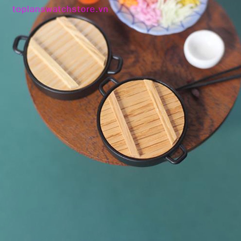 Mô Hình Nồi Lẩu Mini Bằng Kim Loại Với Nắp Nhựa Resin Và Gỗ Trang Trí Nhà Búp Bê 1 / 12