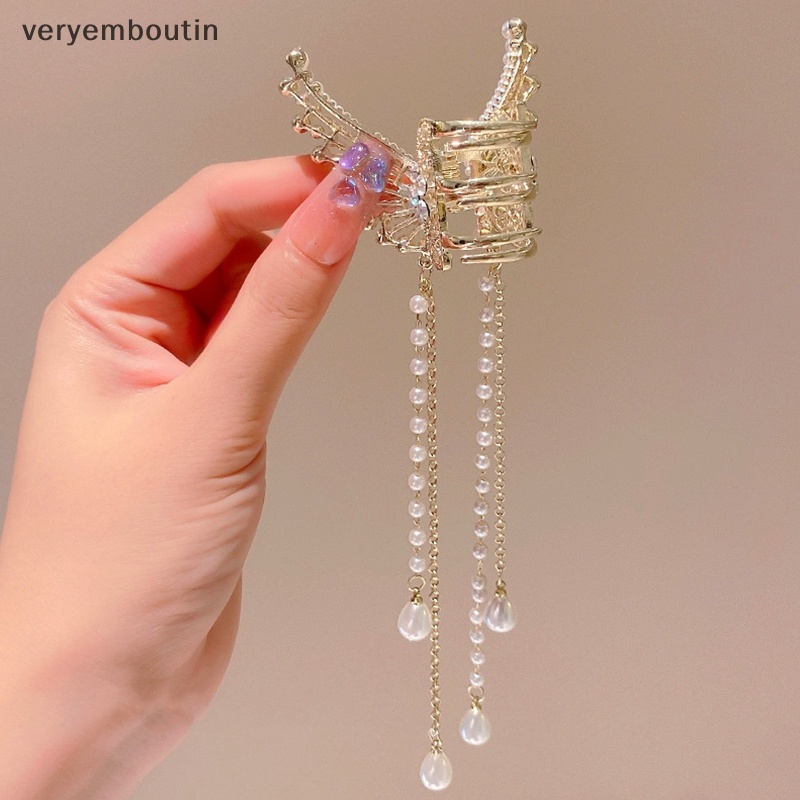 Kẹp Tóc Càng Cua Đính Ngọc Trai Hình Bướm Cho Nữ