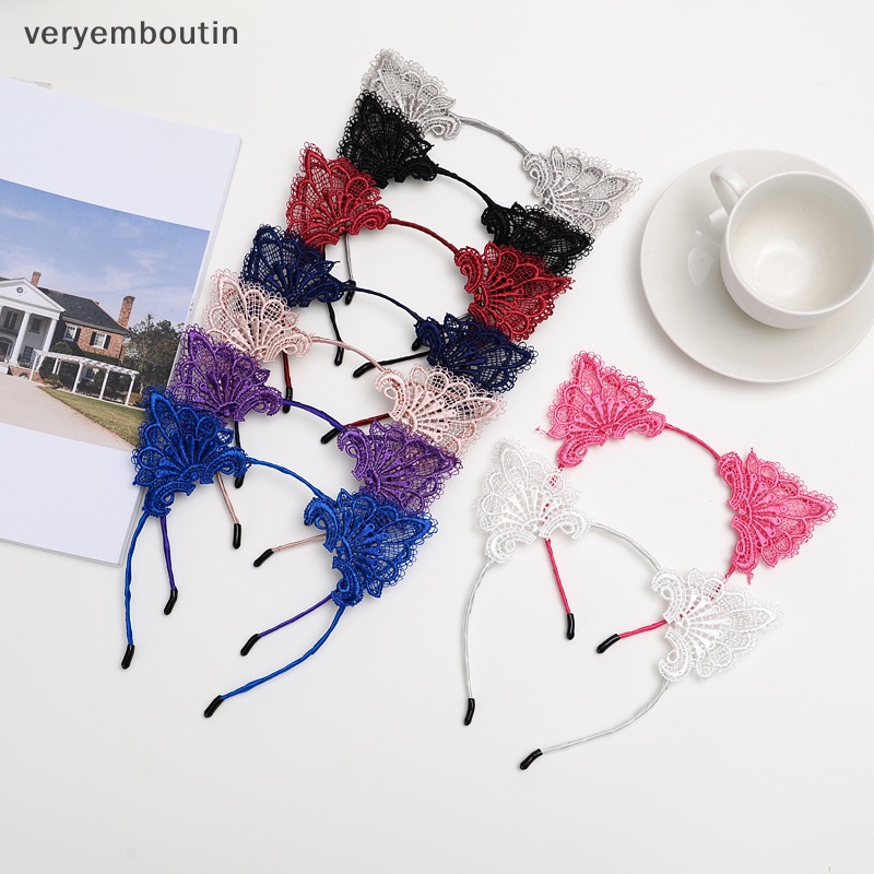 Băng Đô Cài Tóc Hình Tai Mèo Bằng Ruy Băng Màu Trơn Dễ Thương Cho Nữ