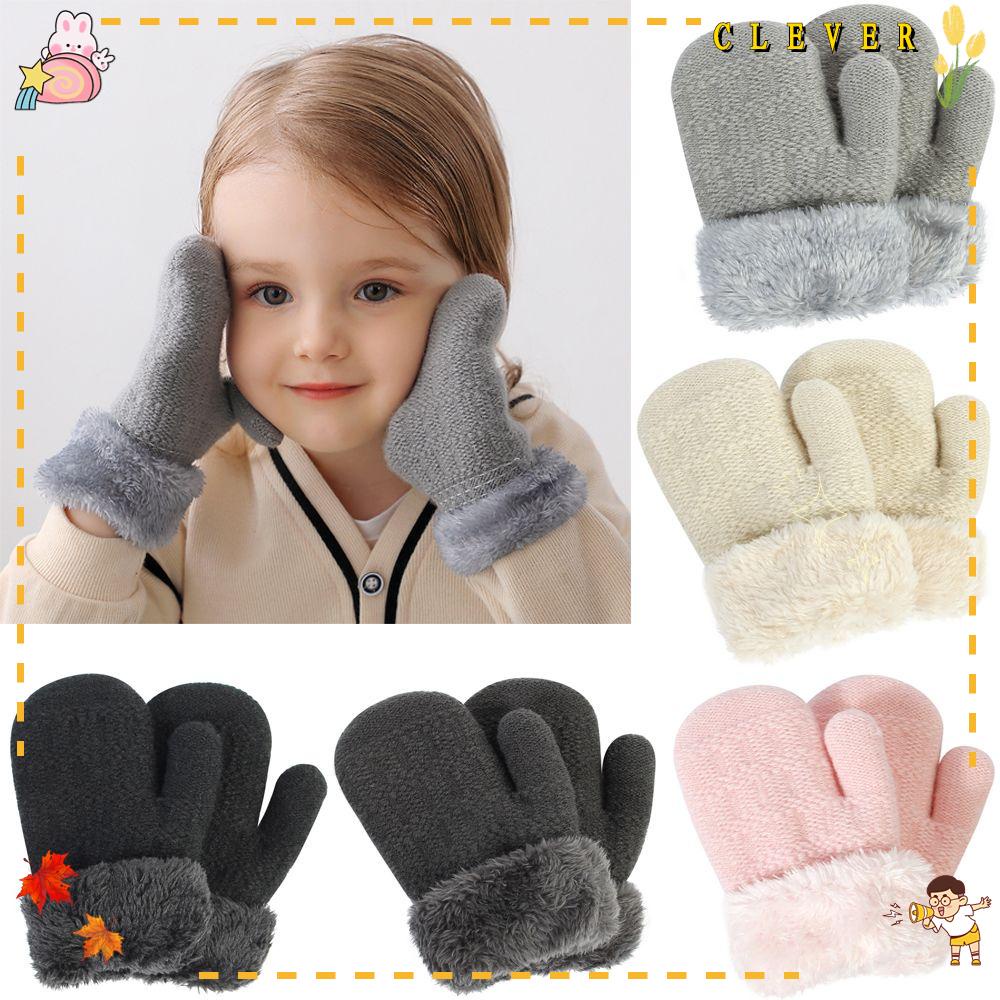 CLEVER Găng Tay Giữ Ấm Hở Ngón Dễ Thương Cho Bé
