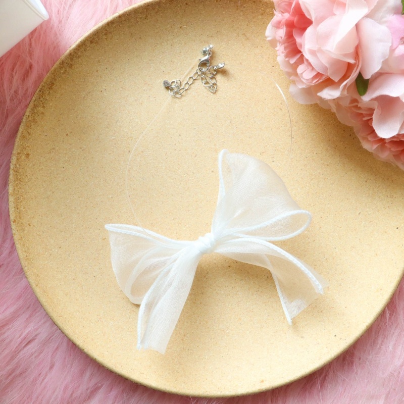 Vòng Cổ Choker Thắt Nơ Ruy Băng Màu Trắng Ngọt Ngào Cho Nữ Tuổi Teen