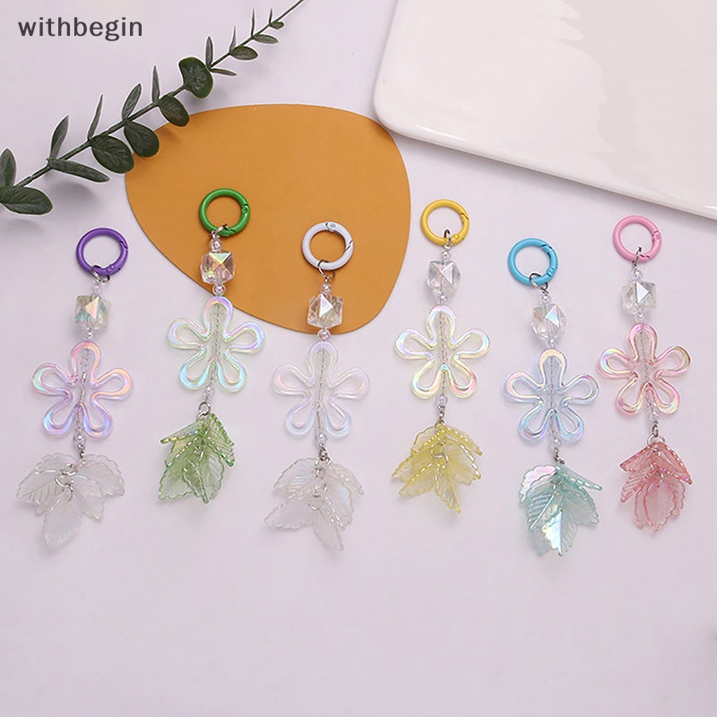 Móc Khóa Xe Hơi Bằng Acrylic Mạ Màu Hình Hoa Năm Cánh Sáng Tạo Thời Trang