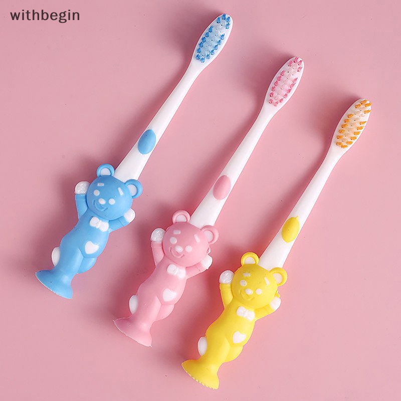Bộ 4 Bàn Chải Đánh Răng Bằng Silicon Lông Mềm Kiểu Hoạt Hình Dễ Thương Cho Bé
