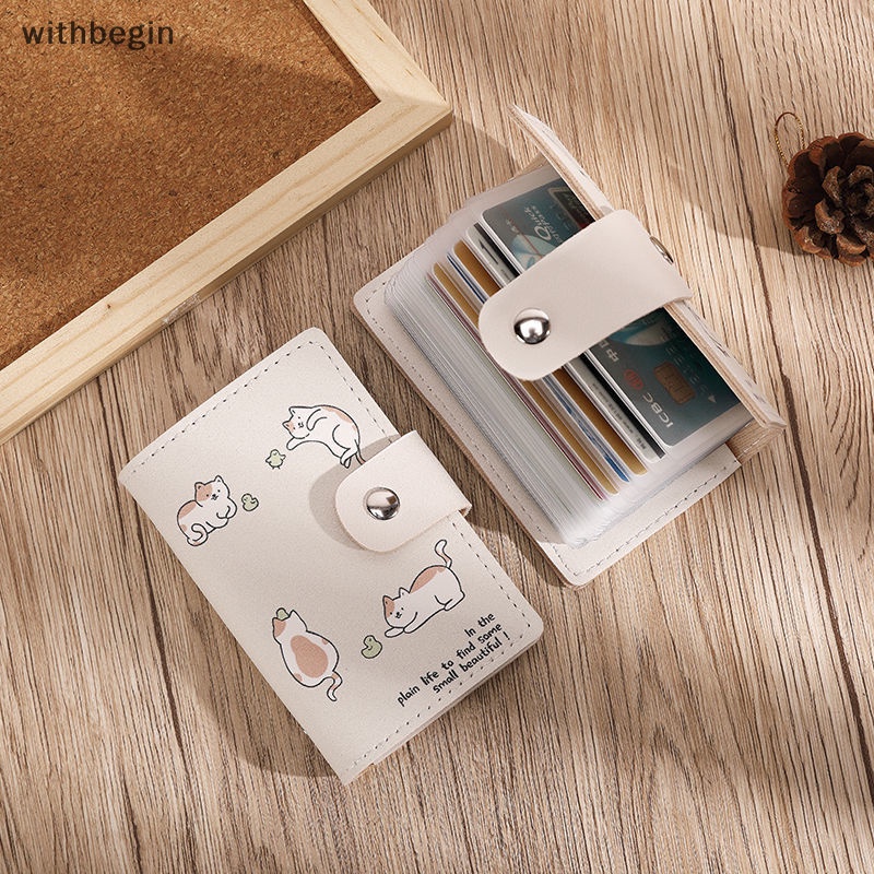 Ví Đựng Thẻ Tín Dụng / Danh Thiếp In Họa Tiết Mèo Dễ Thương Sức Chứa Lớn