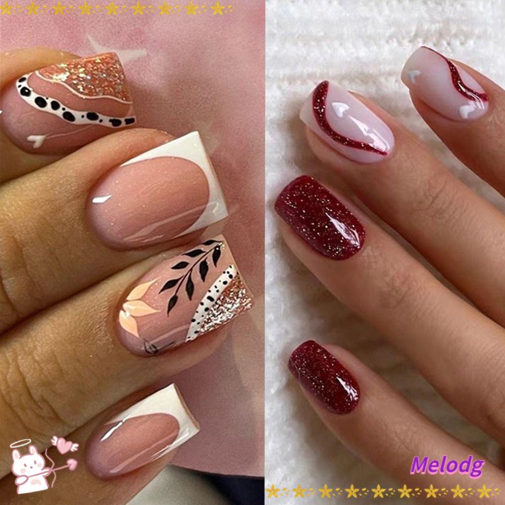 Bộ 24 Móng Tay Giả Kiểu Pháp Màu Trắng Edge