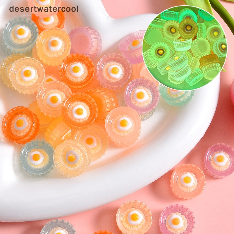 Devn Set 5 Đồ trang trí Trứng Ngâm Sợi Dạ Quang Mini Bằng Nhựa Resin Phát Sáng Trong Bóng Tối Trang Trí Tiểu