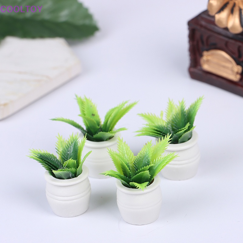 Bộ 4 Chậu Cây Mini Trang Trí Nhà Búp Bê Tỉ Lệ 1: 12
