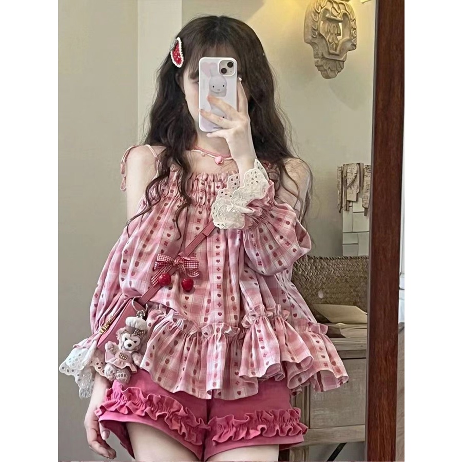 Set Áo Sơ Mi Hai Dây Và Quần Short Phong Cách Hàn Quốc Thời Trang Mùa Hè Hàng Mới 2023