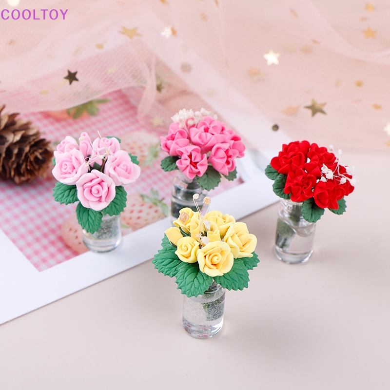 1 Đồ trang trí Chậu Hoa Mini Trang Trí Tỷ Lệ 1: 12